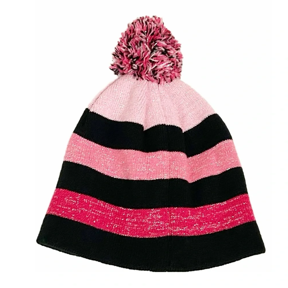Nike youth pink and black pompom Beanie. NWOT.